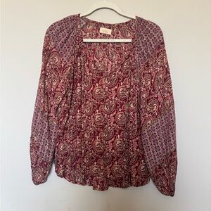 Elegant Paisley Women's Blouse - Burgundy